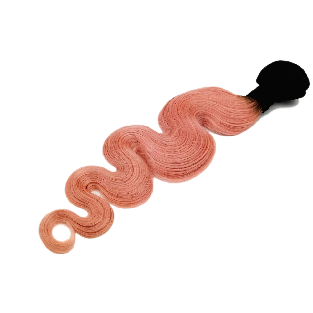 Pink Hair Extension Ombre Color Bundle Black Root WK111