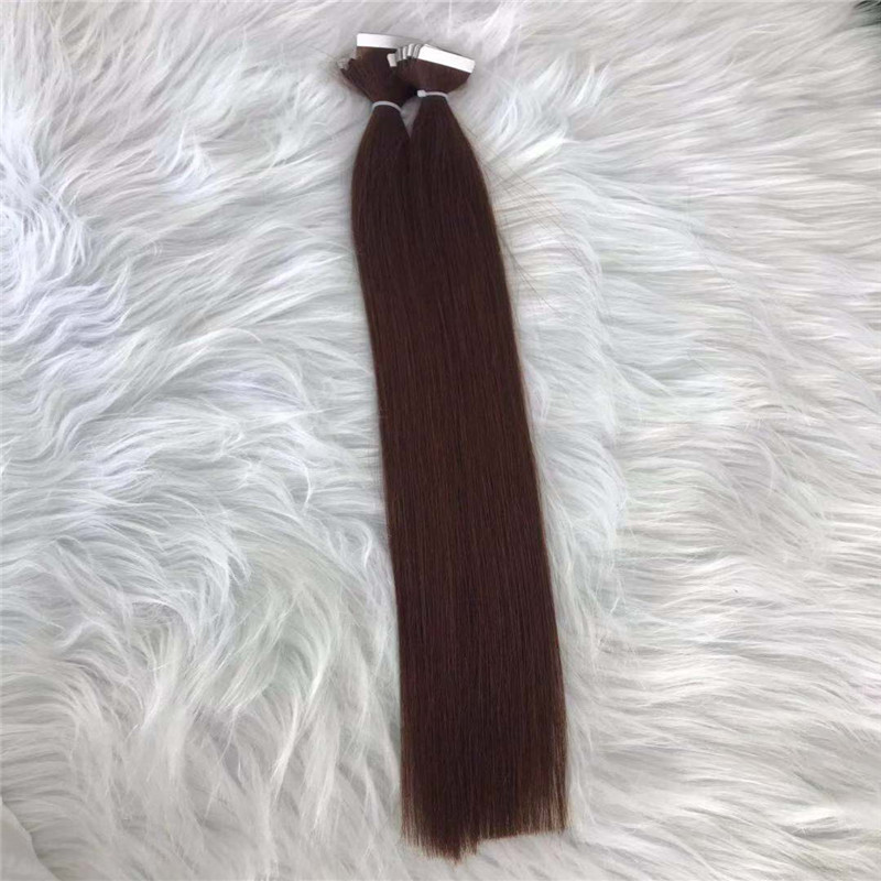 Red Brown Tape in Hair Extension Color 33 White Tape Straight Texture WK083