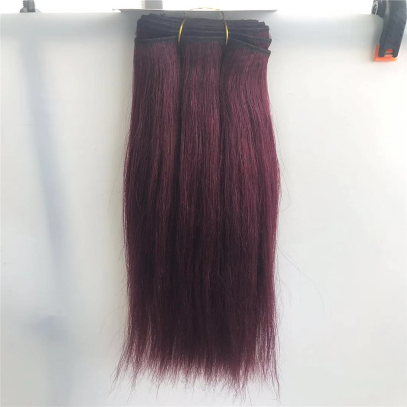 99J Purple Red Hair Weft Yaki Straight Texture Popular in Black Market WK074