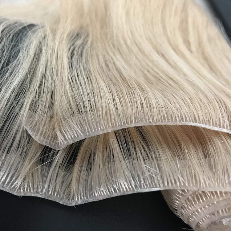 Best hand injected super thin invisible natural skin PU weft seamless hair extensions yj308