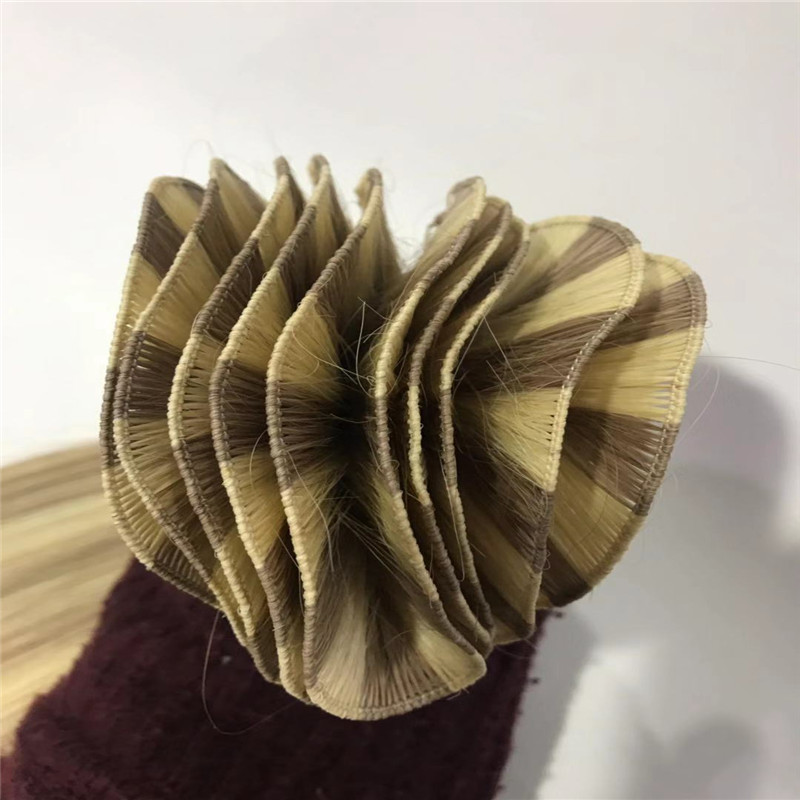 Piano Color Brown and Blonde Hand Tied Weft with Natural End WK085