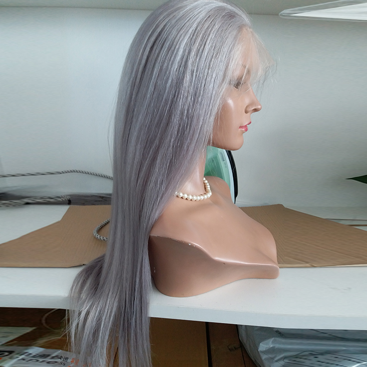 Silver Hair Full Lace Wig can be Braid 100% Human Hair WK007