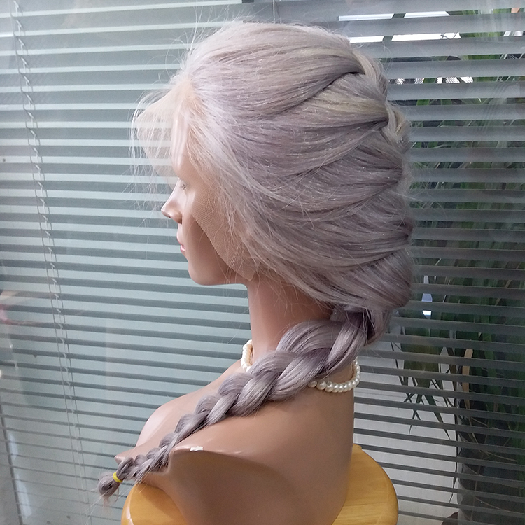 Silver Hair Full Lace Wig can be Braid 100% Human Hair WK007